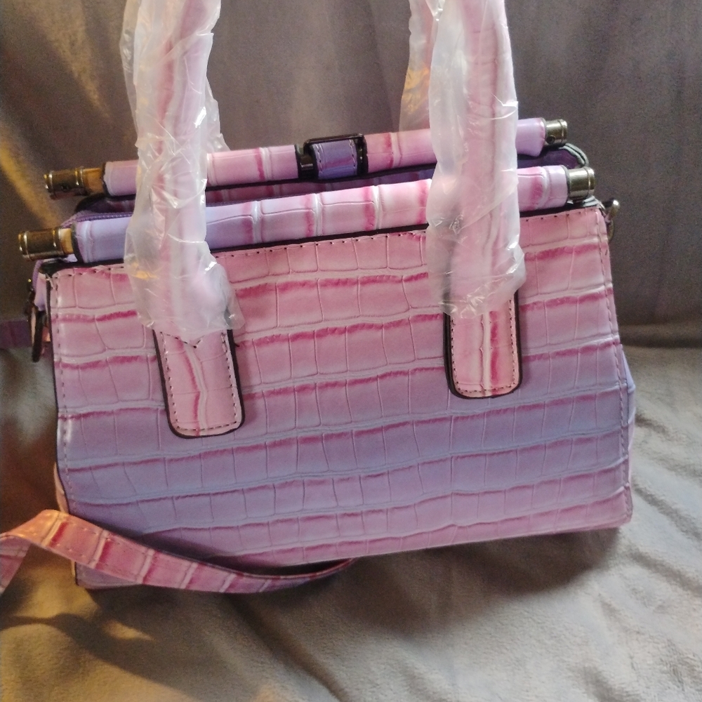 Pink and Purple Crocodile Pattern Women's Bag